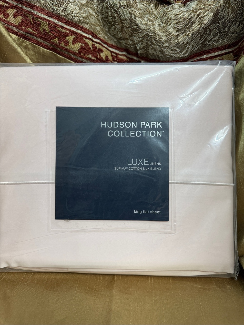 Hudson Park Collection Pink Luxe Linen King Flat Sheet Supima cotton Silk Blend